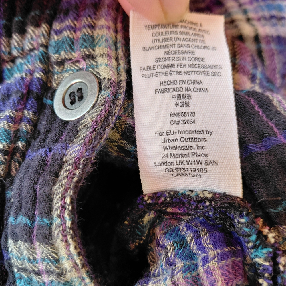 Free People Navy and Green Plaid Button-Down Shirt - Picture 14 of 16